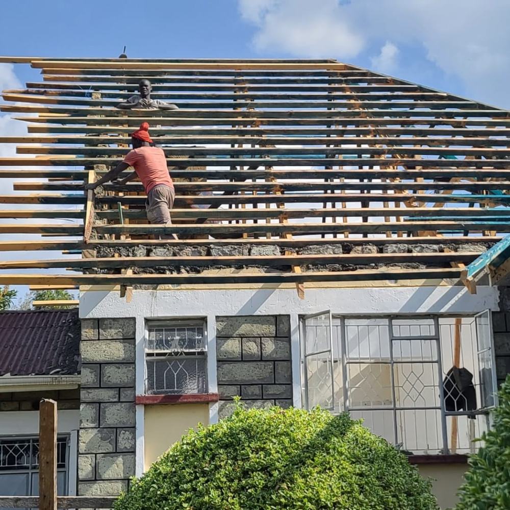 Roof renovation: new timber battens fixed and ready for sheets