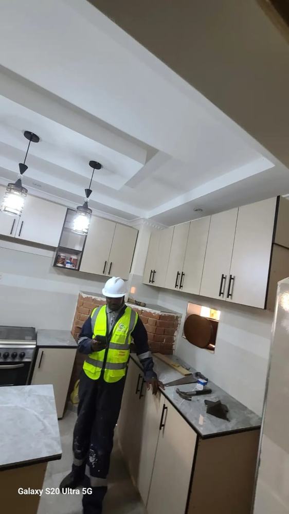 Kitchen cabinets and ceiling finishing