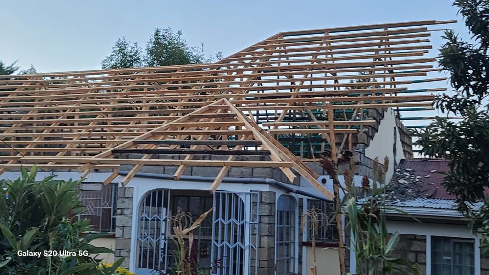 Roof framing on a family home